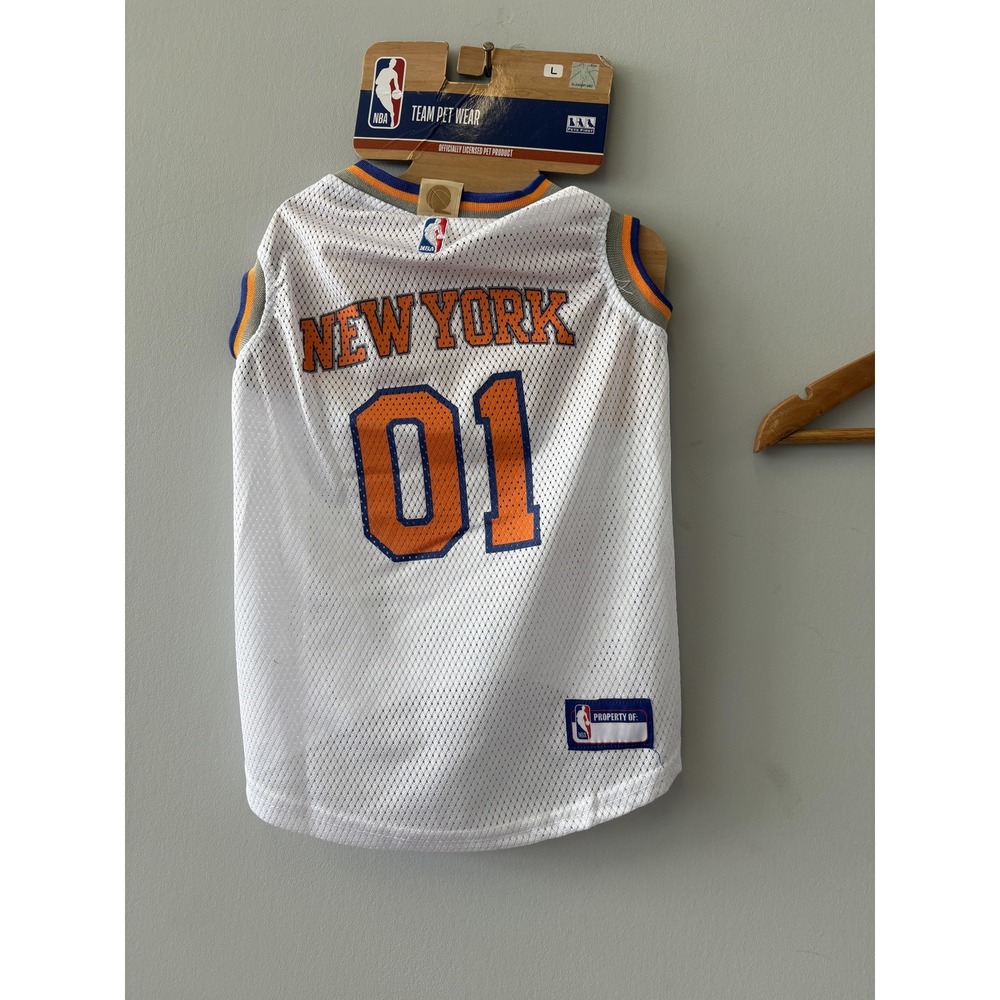 Pets First New York Knicks Dog Road Jersey Large White NBA Team Pet Wear Mesh